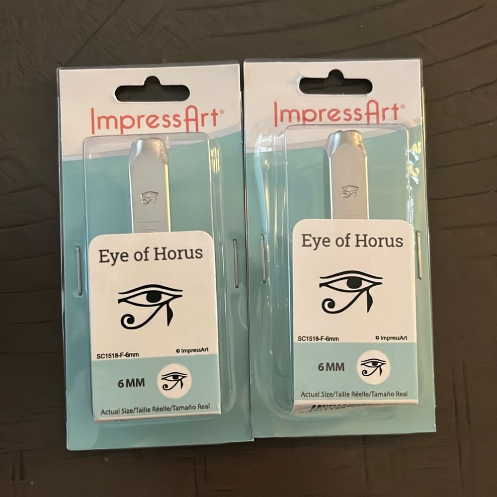TWO Impress Art stamps, Eye of Horus, 6mm